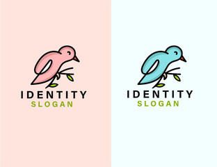 Line art bird logo template