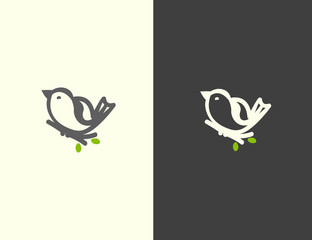Bird vector line art logo template