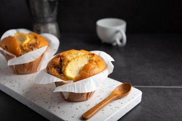 Homemade dessert apple muffin  with cinnamon.