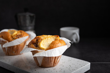 Homemade dessert apple muffin  with cinnamon.
