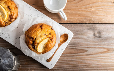 Homemade dessert apple muffin  with cinnamon.