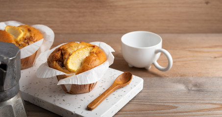 Homemade dessert apple muffin  with cinnamon.
