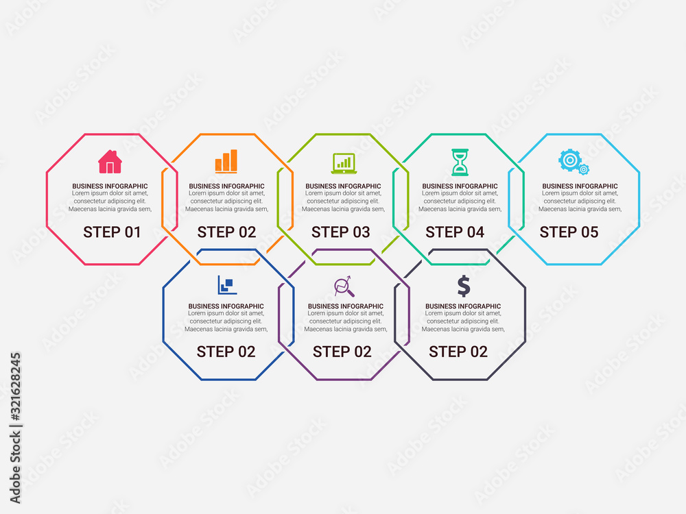 Poster infographic business concept design with icons and options or steps. thin line vector. can be used f