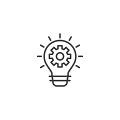 Innovation icon in flat style. Lightbulb with cogwheel vector illustration on white isolated background. Idea business concept.
