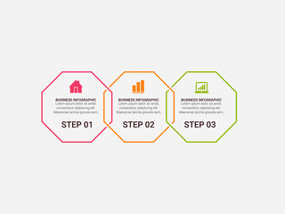 Infographic business concept design with icons and options or steps. Thin line vector. Can be used for flow charts, presentations, web sites, banners, printed materials. EPS 10