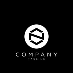 n hexagon logo design vector