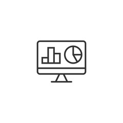 Website analytics icon in flat style. SEO data vector illustration on white isolated background. Computer diagram business concept.