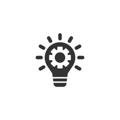 Innovation icon in flat style. Lightbulb with cogwheel vector illustration on white isolated background. Idea business concept.