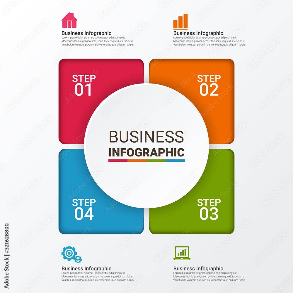 Poster business data visualization. process chart. abstract elements of graph, diagram with steps, options,