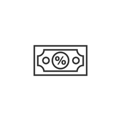 Dollar currency banknote icon in flat style. Dollar cash discount vector illustration on white isolated background. Banknote bill with percent business concept.