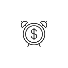 Time is money icon in flat style. Clock with dollar vector illustration on white isolated background. Currency business concept.