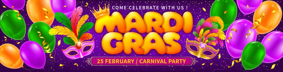 Advertising Banner Template For Mardi Gras Carnival - obrazy, fototapety, plakaty