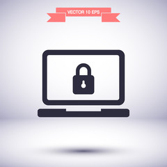 Laptop vector icon , lorem ipsum Flat design