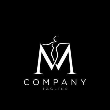 m body beauty logo design vector