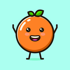 kawaii and cute orange vector