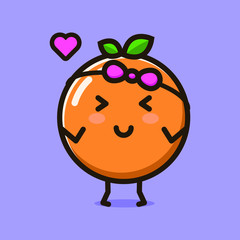 kawaii and cute orange vector