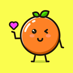 kawaii and cute orange vector