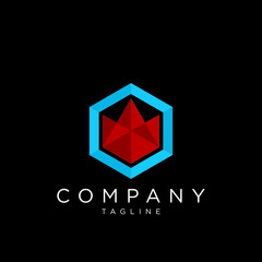 gem hexagon logo design vector