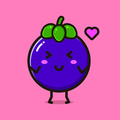 kawaii and cute mangosteen vector