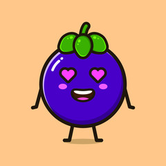 kawaii and cute mangosteen vector