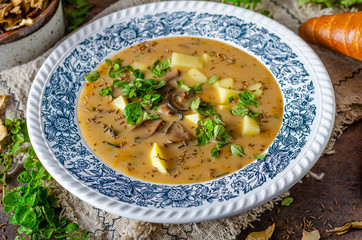 Potato mushrooms soup