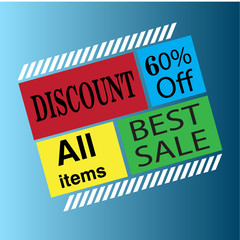 Discount 60% Off All Item Best Sale Label Vector Template Design Illustration