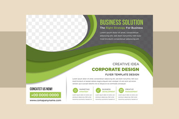 green flyer cover business brochure vector design, Leaflet advertising abstract background, Modern poster magazine layout template, Horizontal annual report for presentation. Paper cut wave style. 