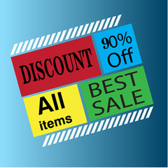 Discount 90% Off All Item Best Sale Label Vector Template Design Illustration