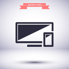 Computer and mobile phone vector icon , lorem ipsum Flat design