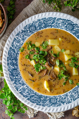 Potato mushrooms soup