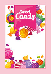 poster of sweet candy with caramels vector illustration design