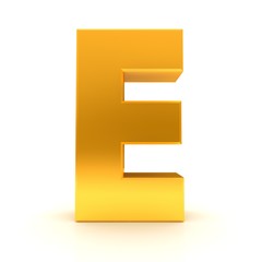 E letter 3d gold sign capital character text font