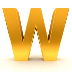 W letter 3d gold sign capital character text font