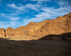 Geological rock strata (outcrops) at the ancient oasis ﻿﻿of Al Ula, Saudi Arabia