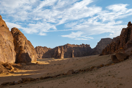 Geological rock strata (outcrops) at the ancient oasis ﻿﻿of Al Ula, Saudi Arabia