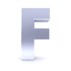 F letter 3d silver sign