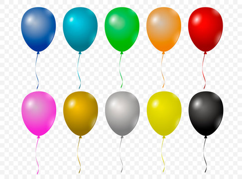 Colorful realistic balloon set. Vector illustration of shiny colorful glossy balloons.