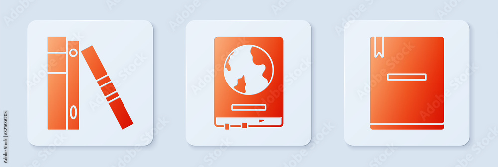 Poster set world map on a school blackboard, office folders with papers and documents and notebook. white s
