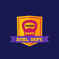 Athletic department vector emblem, flat style