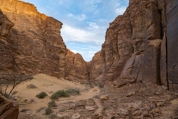 Geological rock strata (outcrops) at the ancient oasis ﻿﻿of Al Ula, Saudi Arabia