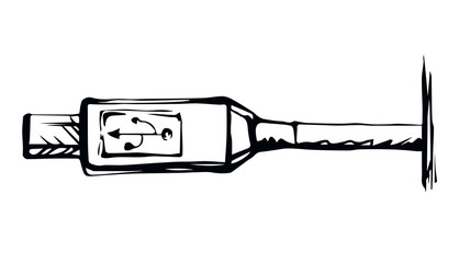 Cord for charging the phone. Vector drawing