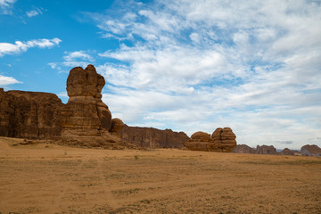 Geological rock strata (outcrops) at the ancient oasis ﻿﻿of Al Ula, Saudi Arabia