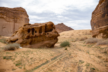 Geological rock strata (outcrops) at the ancient oasis ﻿﻿of Al Ula, Saudi Arabia