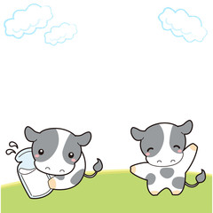 牛　キャラクター　フレーム　牧場