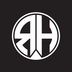 RH Logo monogram circle with piece ribbon style on black background
