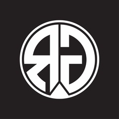 RG Logo monogram circle with piece ribbon style on black background