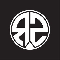 RZ Logo monogram circle with piece ribbon style on black background