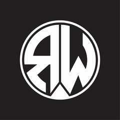 RW Logo monogram circle with piece ribbon style on black background