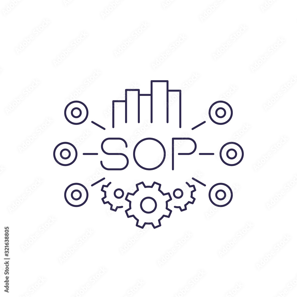 Poster sop, standard operating procedure icon in line design