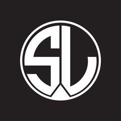 SL Logo monogram circle with piece ribbon style on black background